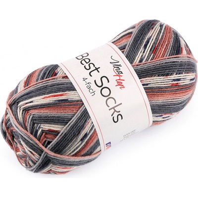 Prima-obchod Pletací příze Best Socks samovzorovací / ponožkovka 100 g, barva 20 (7382) hnědá