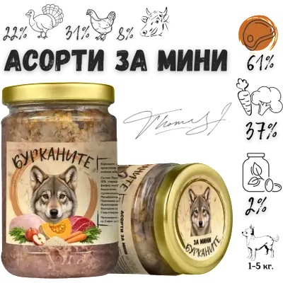 Benvita Натурална стерилизирана храна в буркан за кучета от дребни породи Бурканите за мини 280 г