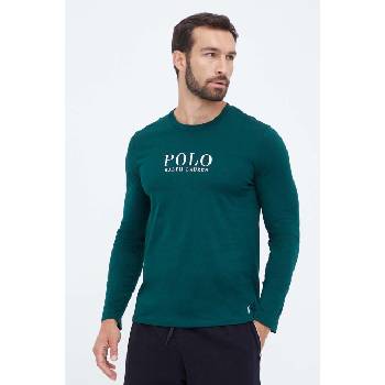 Ralph Lauren Памучно горнище на пижама с дълги ръкави Polo Ralph Lauren в зелено с принт (714899614)