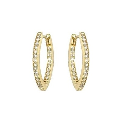 INFINITYSILVER Stříbrné pozlacené náušnice obloučky se zirkony velké OE048G