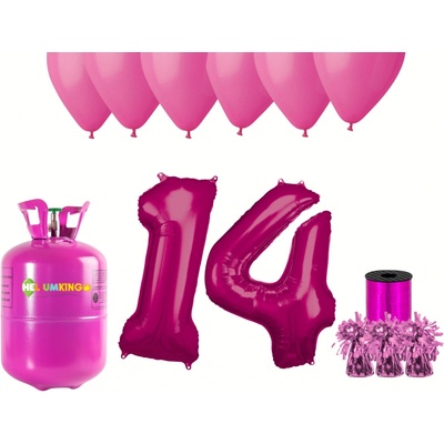 HeliumKing Helium párty set na 14. narozeniny s růžovými balóny