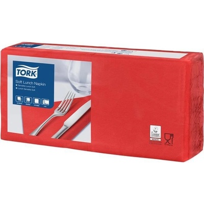 Tork servítky 1/4 ohyb 3V 32,5x32,8cm Advanced Soft Lunch červená