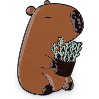 Brož / odznak kapybara hnědá 1 ks