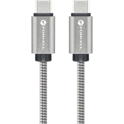 Forcell Кабел Forcell - F-Energy Metal, C237, USB-C/USB-C, 60W, 2 m, сребрист (5903396378492)