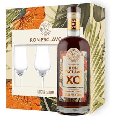 Ron Esclavo XO 42% 0,7 l (dárkové balení 2 sklenice)
