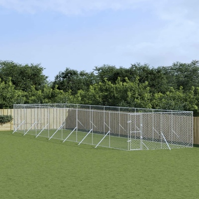 vidaXL Venkovní psí výběh stříbrný 400 x 16 x 200 cm pozinkovaná ocel 9799.3190458