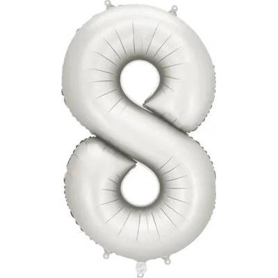 Party Deco Матиран Фолиев Балон Цифри Сребро 86 см - 8 (fb1s-8-018)