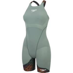 Speedo Бански костюм Speedo Women's Fastskin LZR Ignite Boyleg Swimsuit - Green/Orange