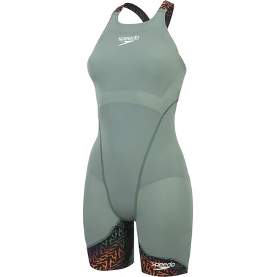 Speedo Бански костюм Speedo Women's Fastskin LZR Ignite Boyleg Swimsuit - Green/Orange