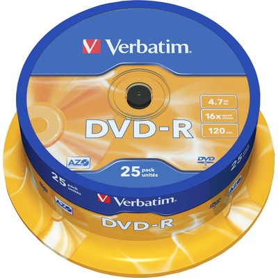 Verbatim DVD-R, 4.7 GB, 16x, AZO покритие, 25 броя в шпиндел (043522)