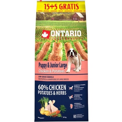 Ontario Puppy Junior Large Chicken&Potatoes 20 kg