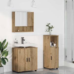 vidaXL Комплект мебели за баня 3 бр. Дъб 61 x 35 x 64 см (3392952)