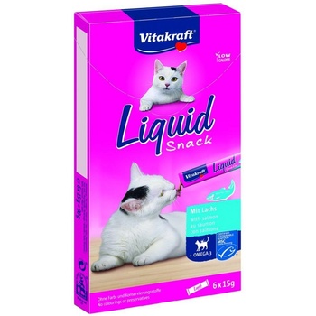 Vitakraft Cat Liquid Snack - ТЕЧЕН СНАКС ЗА КОТКИ със сьомга и Омега-3, ; 6x15 g