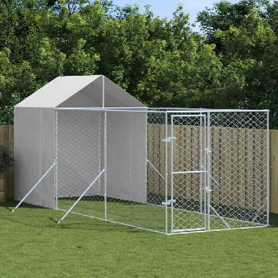 vidaXL Venkovní psí kotec se střechou a bočními stěnami stříbrný 200 x 600 x 250 cm pozinkovaná ocel 9799.3190475