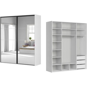 BRW Гардероб flex 201 / 66 / 240 см бял с огледало и плъзгащи врати (f57-szafa_zestaw_90-bi/sz)