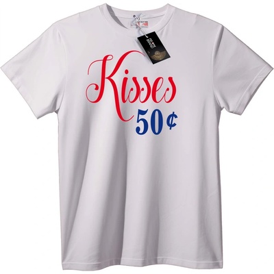NOONEBRAND Тениска Целувки за 50 цента - 6XL, White