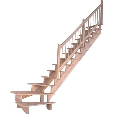 StarWood Schody Lindos bukové pravé 100cm otevřené design. dřev. zábradlí