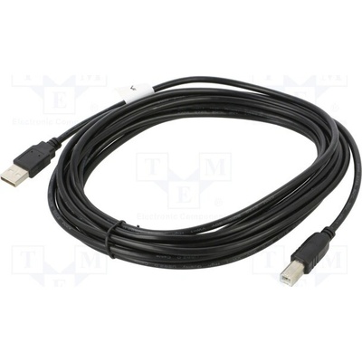 Lanberg CA-USBA-10CC-0050-BK USB 2.0, USB A vidlice,USB B vidlice, zlacený, 5m, černý
