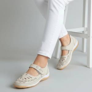  Обувки естествена кожа W186094 Beige
