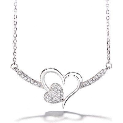 DELIS Колие от сребро 925, jw1237, модел сърца, с родиево покритие (jw1237)