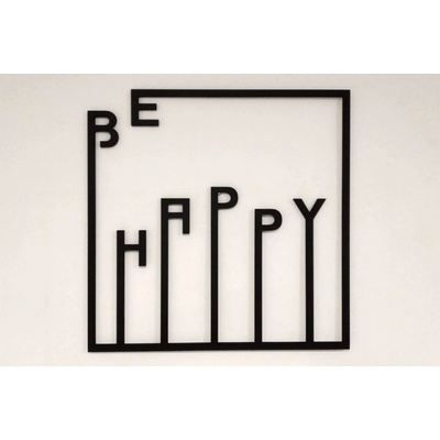 MAJADESIGN Dřevěný obraz - BE HAPPY - BAREVNĚ LAKOVANÝ