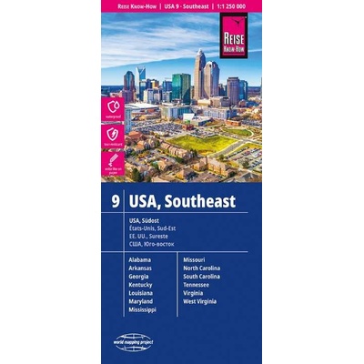 World Mapping Project USA Südost. USA Southeast. Étas-Unis sud-est EE.UU. sureste