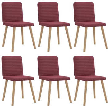 vidaXL Трапезни столове, 6 бр, виненочервени, плат (3315517)