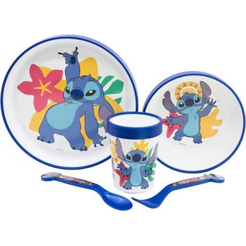 Stor Комплект за хранене с неплъзгаща основа Stor - Stitch, 5 части (75085)