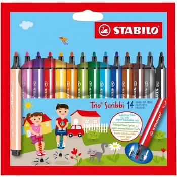 STABILO Комплект флумастери, Stabilo, Trio Scribbi ST368/14-01, 14 цвята (ST368/14-01)