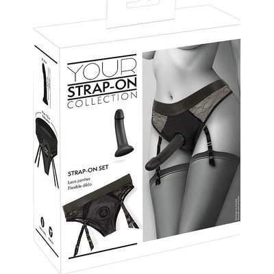 You2Toys Strap On Set Black, kalhotky a připínací penis sada – Zboží Dáma