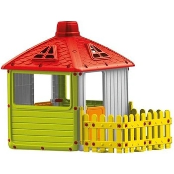 Dolu zahradný domček s plotem plastový modrý