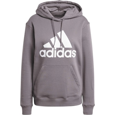 adidas Essentials Big Logo Regular Fleece Hoodie sivá biela