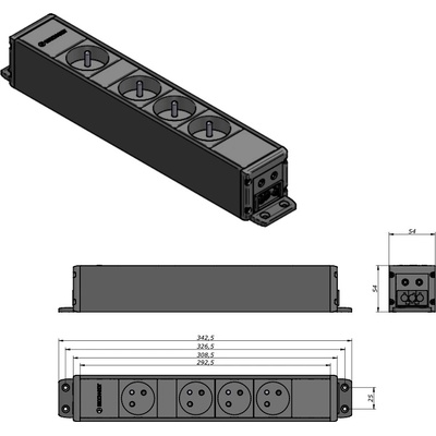 IBConnect CUBO černá 2x230V + USB nab. C+C