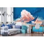 DIMEX ART Самозалепваща се флизелинова фототапета дете, яздещо кит 375 x 250 см