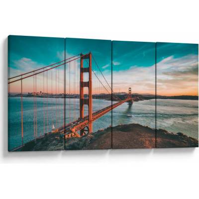 Obraz- Golden Gate, San Francisco, Čtyřdílný 160x80 cm – Hledejceny.cz