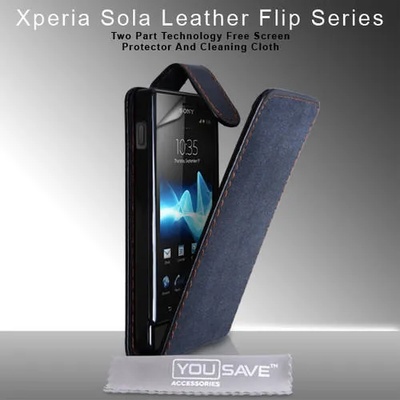Sony Xperia sola MT27i Flip Калъф + Протектор