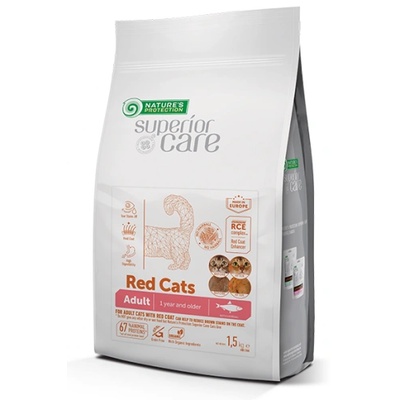 Nature's Protection CAT Superior Care Red Cat Adult - пълноценна храна, без зърно, с херинга за израснали котки с червена козина, 1, 5 кг, Литва