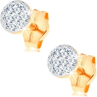 Šperky eshop náušnice ze žlutého zlata kruh posetý čirými krystalky Swarovski GG149.05