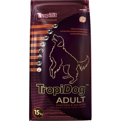 TropiDog Super Premium Adult M&L kuřecí s lososem 15 kg