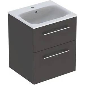 Geberit Комплект стенен шкаф с 2 чекмеджета и мивка Geberit Selnova lava, тъмносив, 55 см (501.233.00.1)