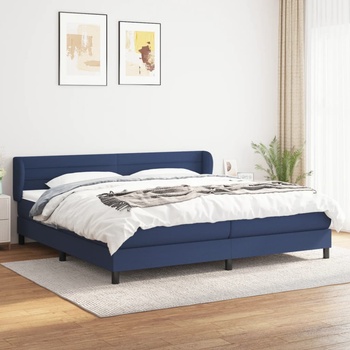 vidaXL Боксспринг легло с матрак, синьо, 200x200 см, плат (3126355)