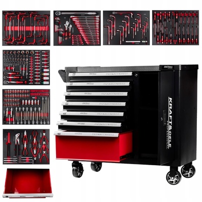 Kraft&Dele Работническа количка за инструменти 299бр - 7 чекмеджета + шкаф kd1068 (kd1068)