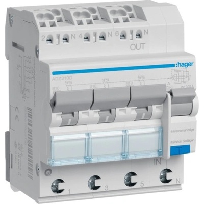 Hager ADZ310D 4P, 10 A, 30 mA, B, 6 kA