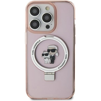 KARL LAGERFELD Кейс Karl Lagerfeld KLHMP15SHMRSKCP за iPhone 15 6.1", розов / розов, твърд, Ring Stand Karl&Choupette MagSafe (3666339168995)
