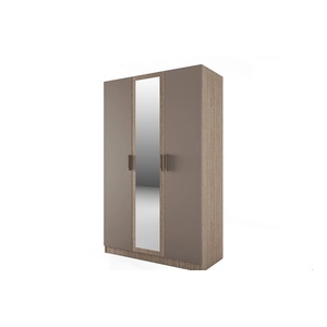 Bogdan Furniture I Трикрилен гардероб Mod 1003 с огледало, Мока/Лате