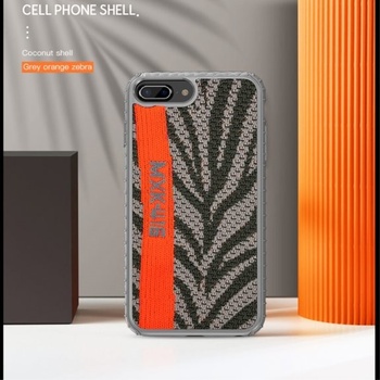 Púzdro Ipaky štýlové s textilným povrchom iPhone 6 Plus/7 Plus/8 Plus - sivo-oranžový