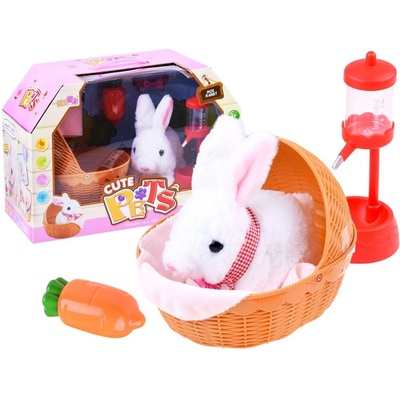 mamido Interaktívny králik v košíku s príslušenstvom biely