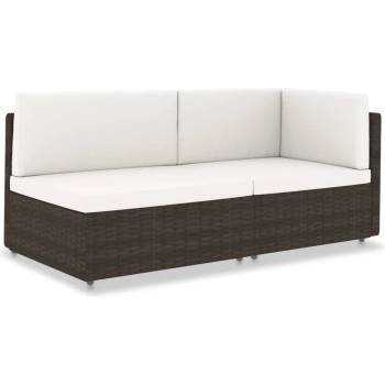 vidaXL Двуместен модулен диван, полиратан, кафяв (49514)