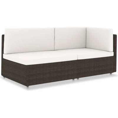 vidaXL Двуместен модулен диван, полиратан, кафяв (49514)