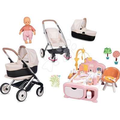 Smoby Set trojkombinácia s bábikou v domčeku Puschair Sandy Maxi Cosi&Quinny elektronický s dennou a nočnou zónou
